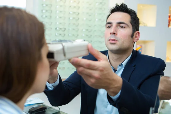 Primer Plano Prueba Ocular Optometría — Foto de Stock