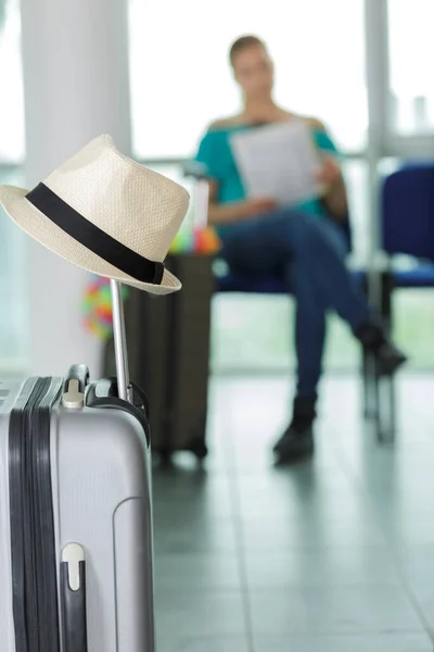 Close View Suitcase Airport Lounge — Stock Photo, Image