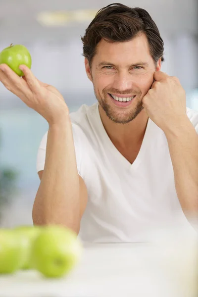 Homme Avec Pomme Logo Fruit — Photo