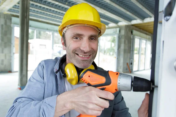 Bauarbeiter Und Handwerker Arbeiten Renovierung Der Wohnung — Stockfoto