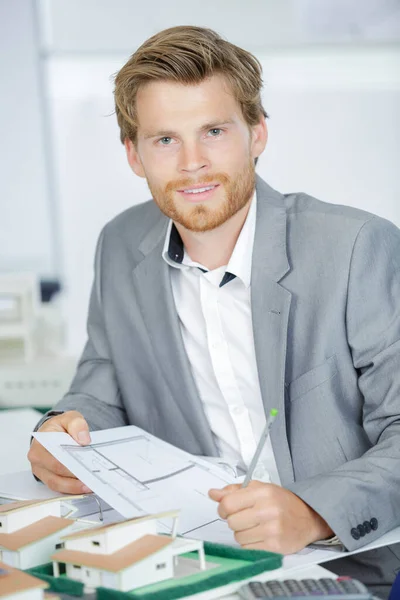 Young Man Architect Office — Stock Photo, Image