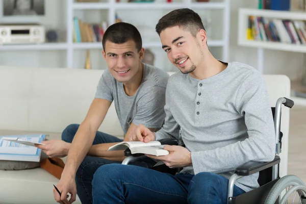 Two Male Students Looking Camera While Smile — Stock Photo, Image