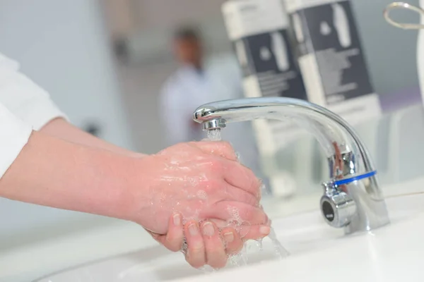 Closeup Hands Being Washed — Stock Photo, Image
