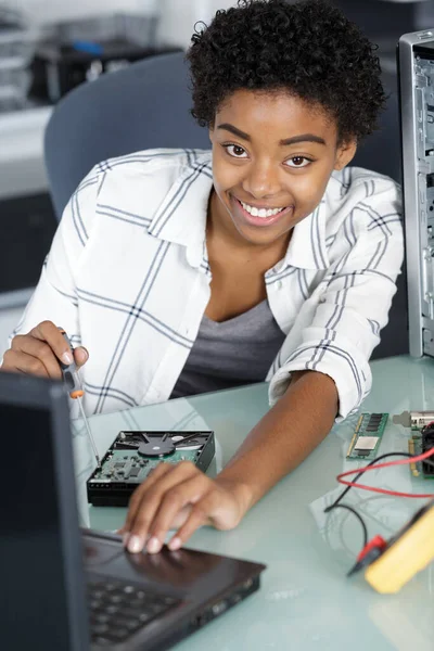Retrato Reparadora Computadores Feminina — Fotografia de Stock