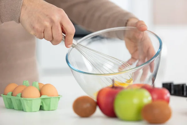 Lose Male Hand Mixing Ingredients Home — Stock Photo, Image