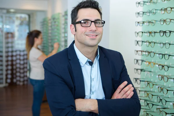 Handsome Male Ophthalmologist Clinic — Stock Photo, Image
