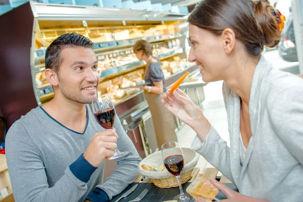 Couple Having Meal Cafe — Stock Photo, Image