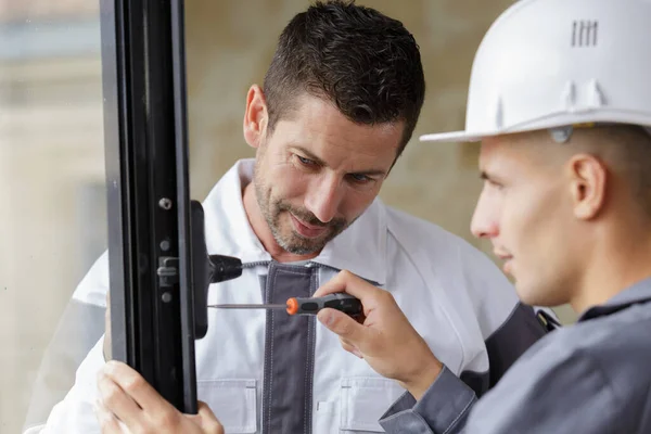Workers Installing New Window — Stock Photo, Image