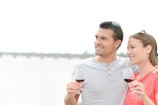 Couple Having Wine Outdoors — Stock Photo, Image