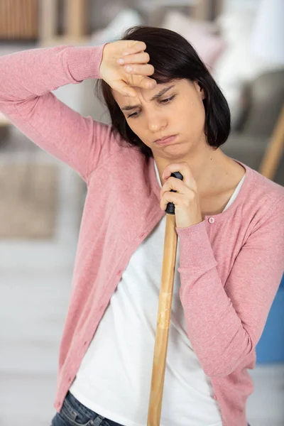 Tired Exhausted Cleaning Woman Portrait — Stock Photo, Image