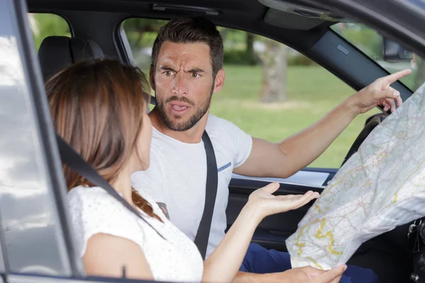 Man Woman Arguing Car — Foto Stock