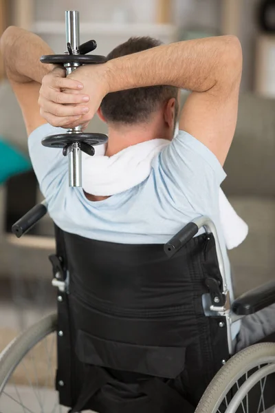 Male Wheelchair Dumbbells — Stockfoto
