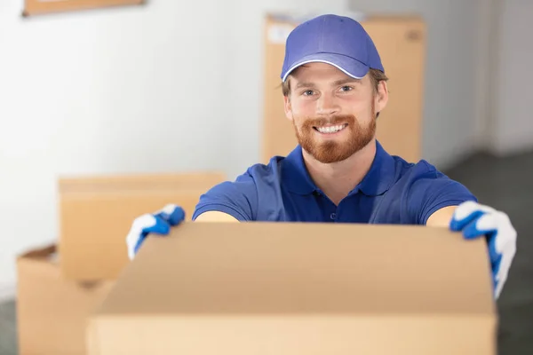 Deliveryman Goods Parcels Customers — Fotografia de Stock