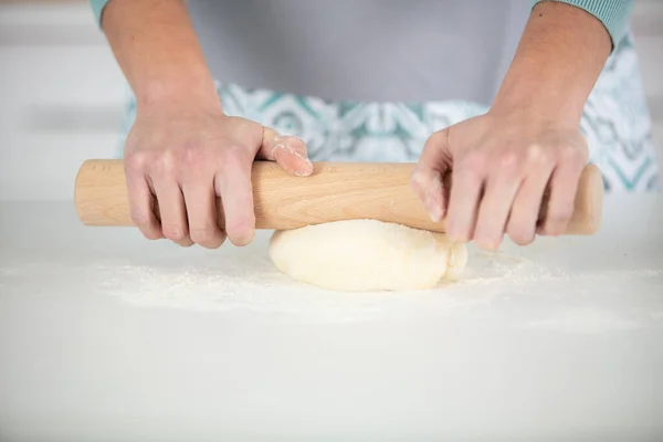 Cook Rolling Dough Rolling Pin — Stock Photo, Image