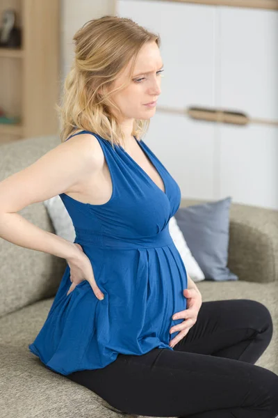 Mujer Embarazada Con Concepto Dolor Espalda — Foto de Stock