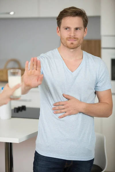 Handsome Man Making Stop Gesture Her Hand — Stock Photo, Image