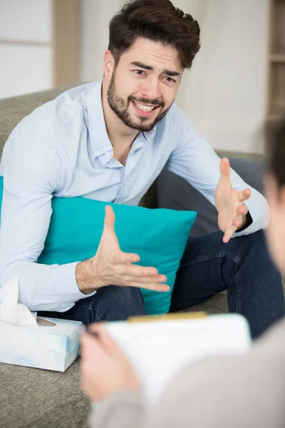 Competent Psychologist Sitting His Patient — Stock Photo, Image