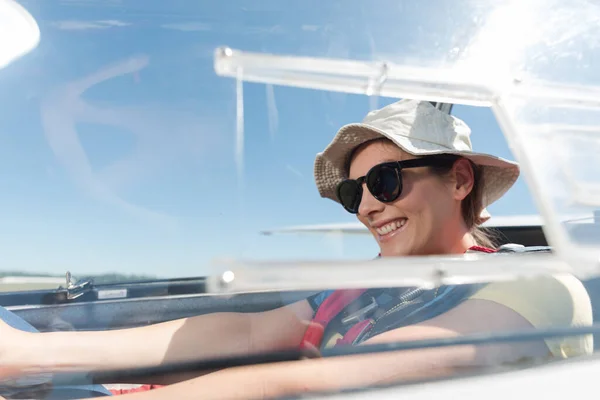 Excited Woman Sail Plane — Stock Photo, Image