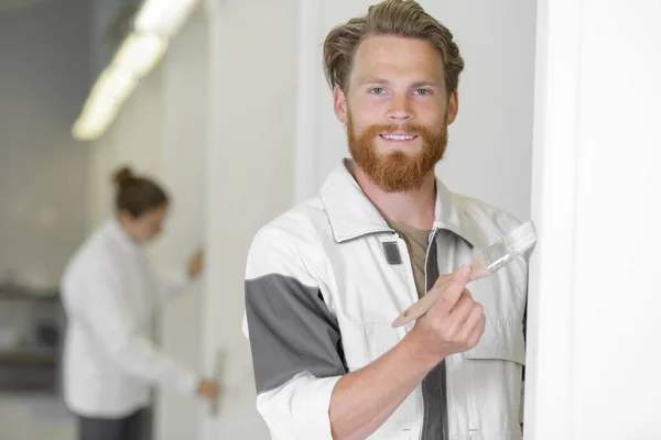 Professional Painter Painting Door Frame — Stock Photo, Image