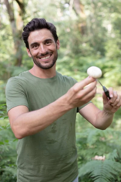Man Found Mushroom Forest — Stok fotoğraf