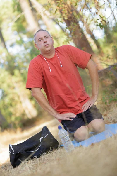 Man Doing Stretching Outdoor Exercise — Stock Photo, Image