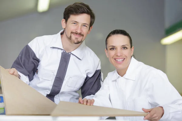 Team Two Painters Smiling Camera — Stock Photo, Image
