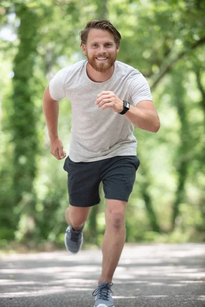 Sport Fitness Runner Man Running Road — Stock Photo, Image