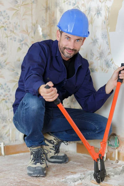 Portrait Builder Man Uniform — Stock Photo, Image