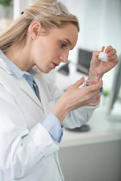 Young Female Scientist Loads Samples Dna — Stock Photo, Image