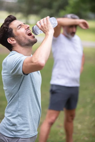 Hombre Deportivo Bebiendo Agua Parque —  Fotos de Stock