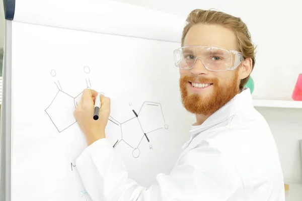 Young Handsome Scientist Standing Flipchart — Stock Photo, Image