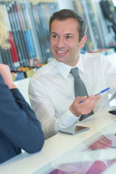Businessman Working Talking Customer — Stock Photo, Image