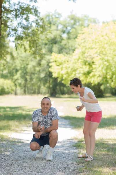 Playing Petanque Campsite — Stock Photo, Image