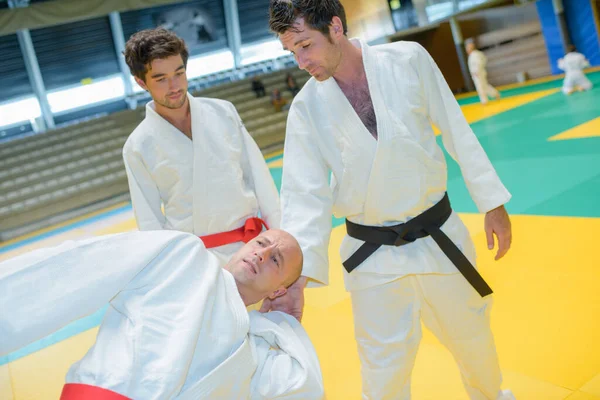 Judo Master Demonstrating Hold — Stock Photo, Image