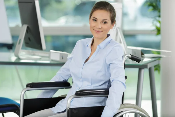 Woman Wheelchair Workplace — Stock Photo, Image