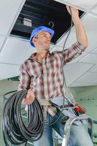 Electrician Ladder His Own — Stock Photo, Image
