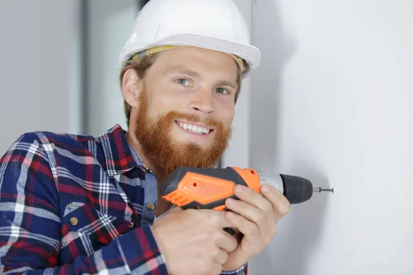 Smiling Handyman Excited Starting New Job — Stock Photo, Image