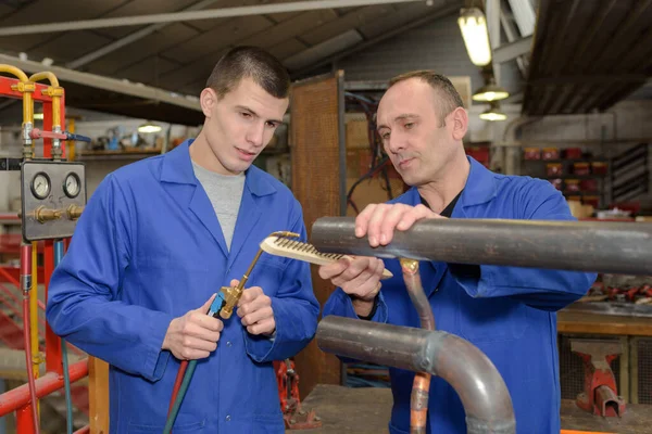 Männer Mit Industriellem Gas Gefüttert Maschine — Stockfoto