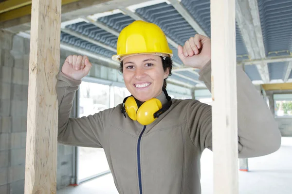 Female Construction Site Engineer Indoors — Stock Photo, Image
