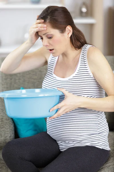 Mujer Embarazada Con Náuseas Malestar — Foto de Stock