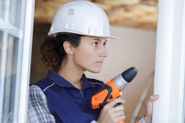 Young Woman Drill — Stock Photo, Image