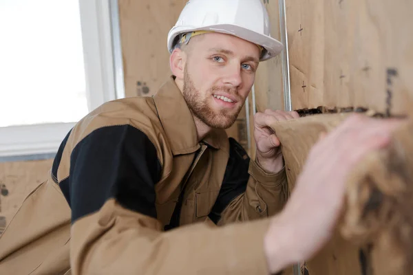 Thermal Insulation House Wall Install — Stock Photo, Image