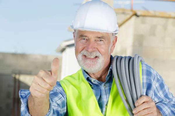 Senior Construction Manager Controlling Building Site — Foto de Stock