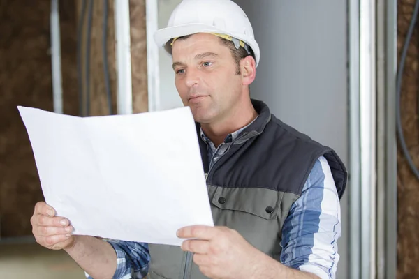 Man Holding House Plan Hands — Stock Photo, Image