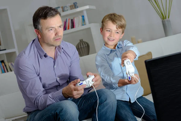 Volwassene Kind Spelen Computerspel — Stockfoto