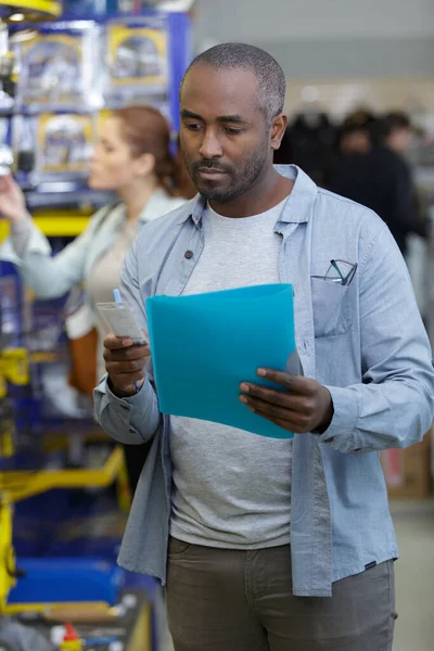 Handsome Young Man Shopping Hardware Store — Stock Photo, Image