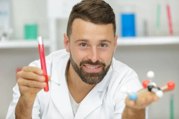 Handsome Man Chemistry Working Chemicals — Stock Photo, Image
