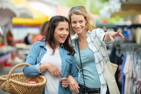 Två Unga Kvinnliga Vänner Shopping — Stockfoto