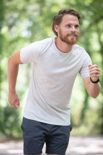 Young Attractive Man Running Park — Stock Photo, Image