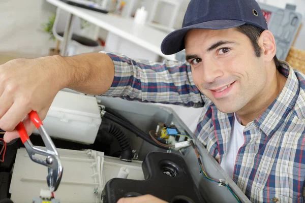 Male Technician Repairing Digital Photocopier Machine — Stock Photo, Image
